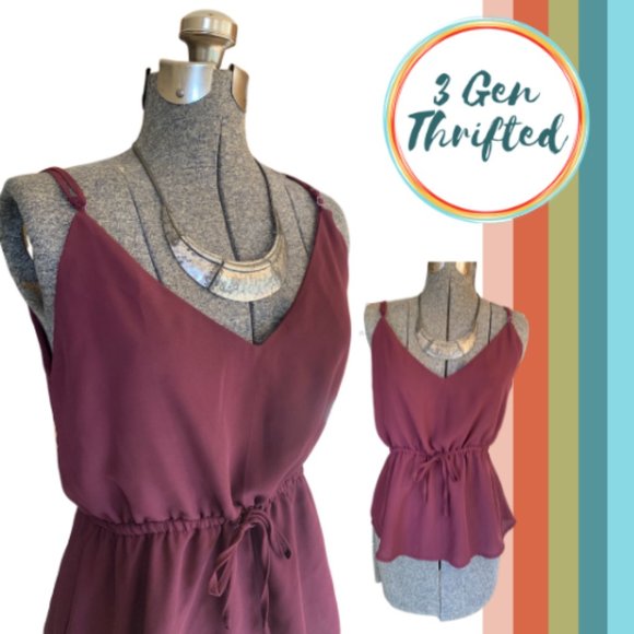 Adjustable Tank-top w/ Draped Back in Burgandy - Picture 1 of 4